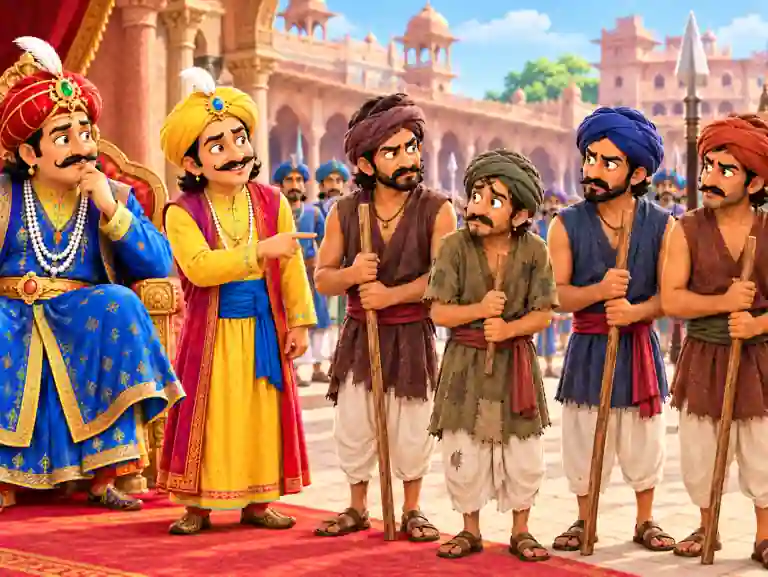 चोर की दाढ़ी में तिनका कहानी का दृश्य | Akbar Birbal Story in Hindi